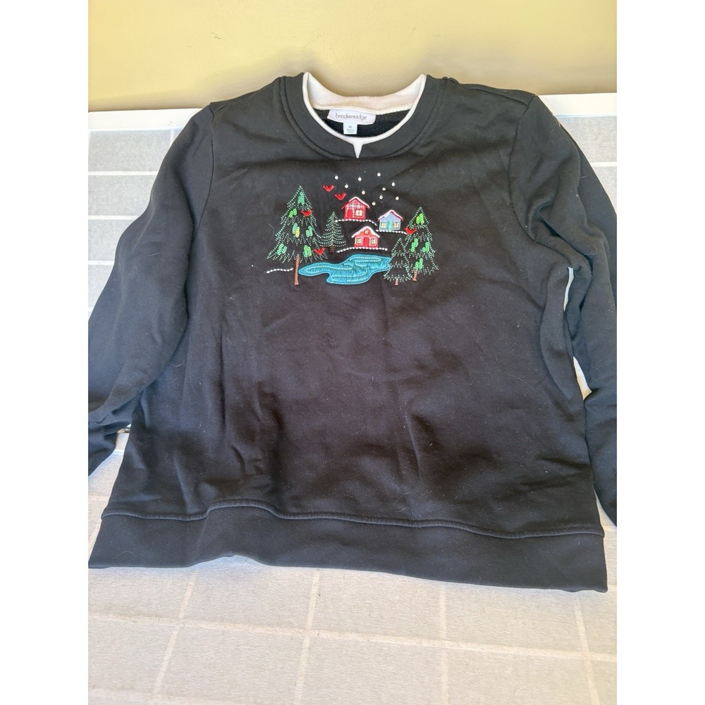 VTG Breckenridge Christmas Winter Holiday Crew Neck Sweatshirt XL Black
